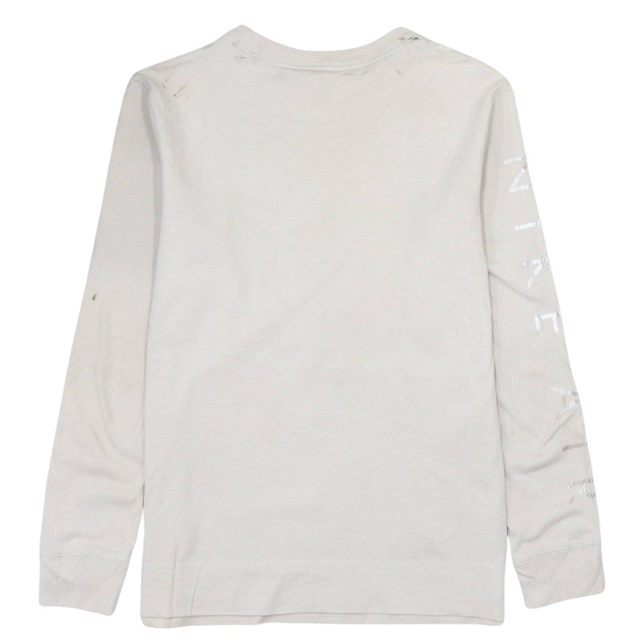 Nike Men Beige XS Cotton Crew Neck Long Sleeve Pullover Sweatshirt
