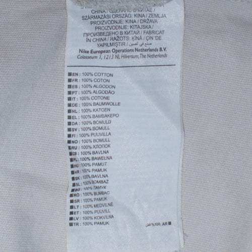 Nike Men Beige XS Cotton Crew Neck Long Sleeve Pullover Sweatshirt