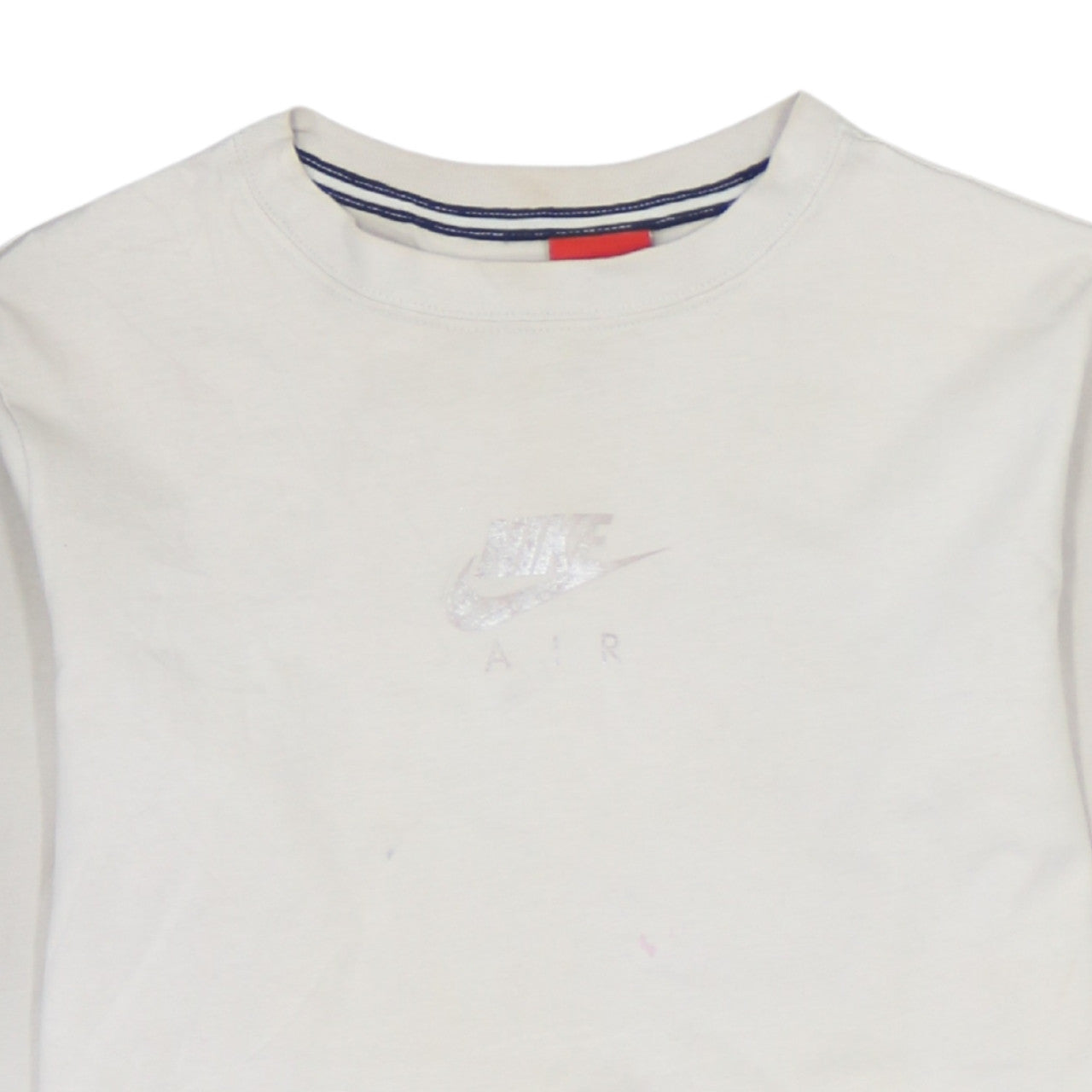 Nike Men Beige XS Cotton Crew Neck Long Sleeve Pullover Sweatshirt