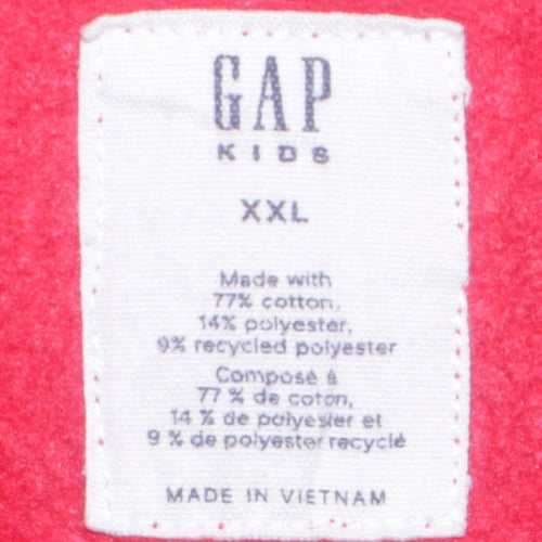 GAP Boys Red Pullover Fleece Hoodie 2XL - Logo Graphic Cotton Blend