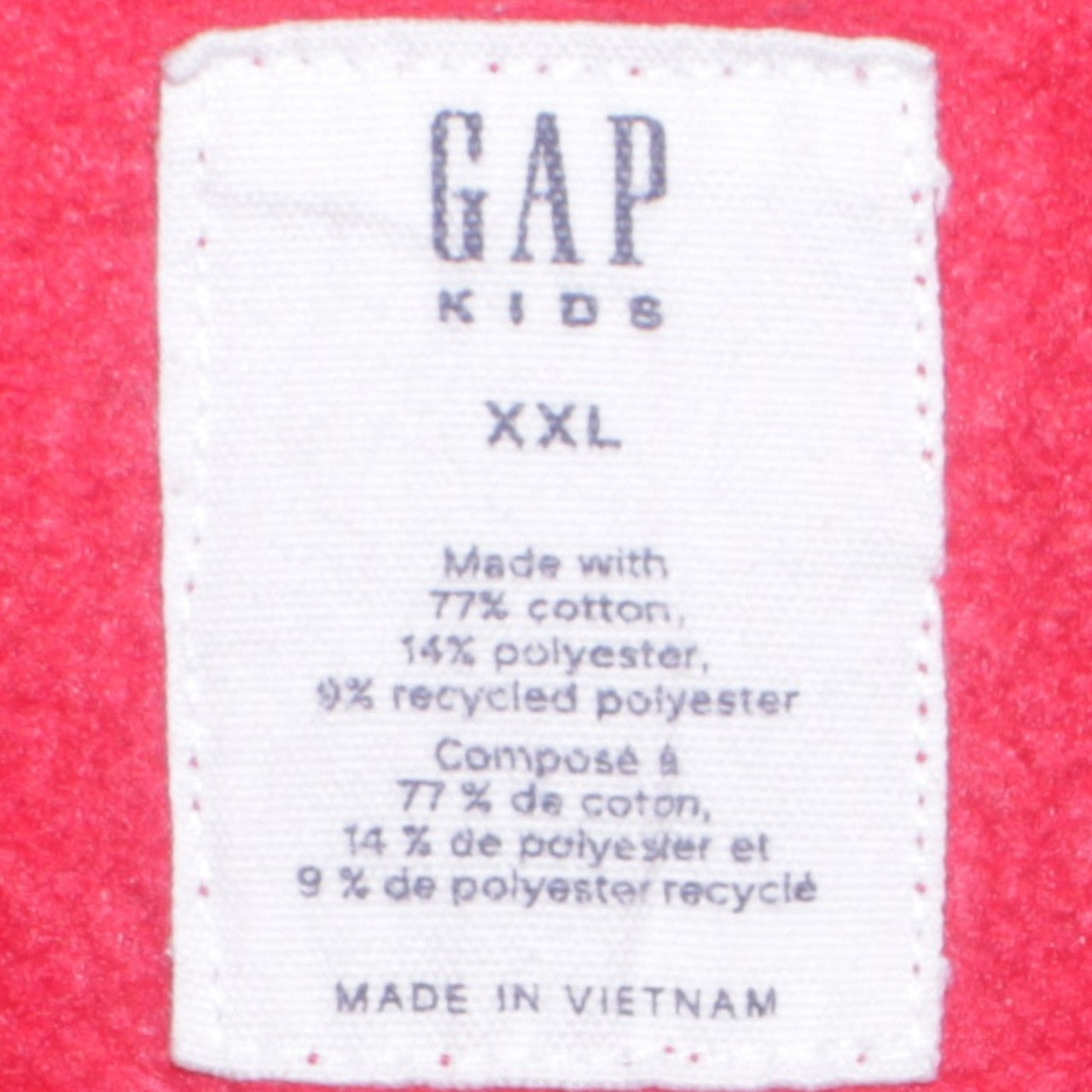 GAP Boys Red Pullover Fleece Hoodie 2XL - Logo Graphic Cotton Blend