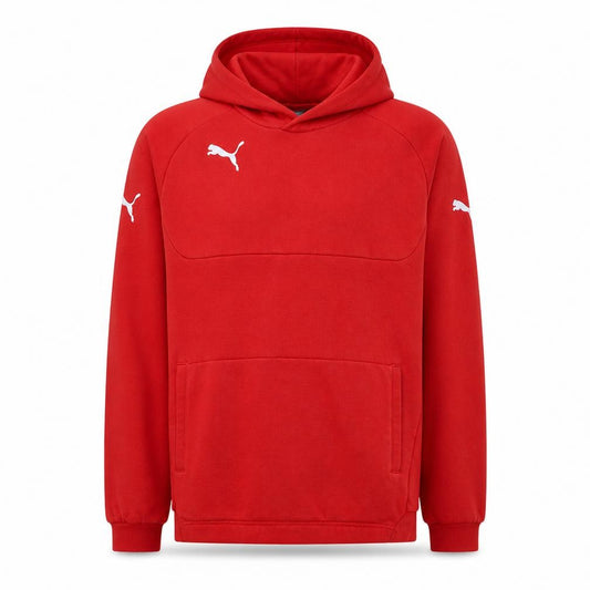 Front view of Puma Men's Red Pullover Hoodie L Sports Fleece Sweatshirt