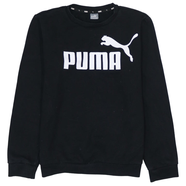 Puma Boys Black XL Crew Neck Pullover Sweatshirt with Logo Print