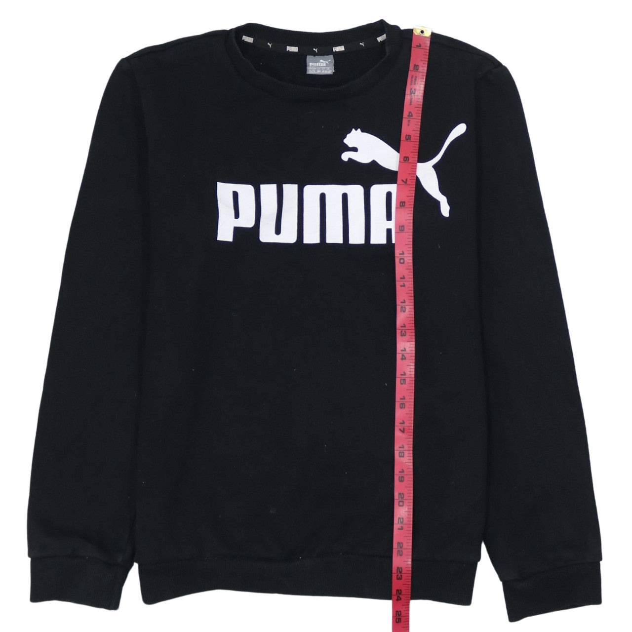 Puma Boys Black XL Crew Neck Pullover Sweatshirt with Logo Print