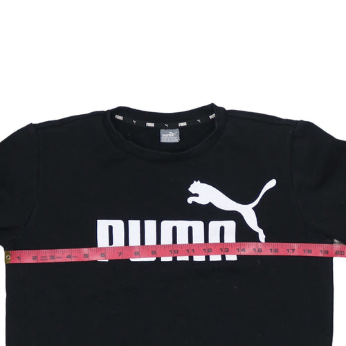 Puma Boys Black XL Crew Neck Pullover Sweatshirt with Logo Print