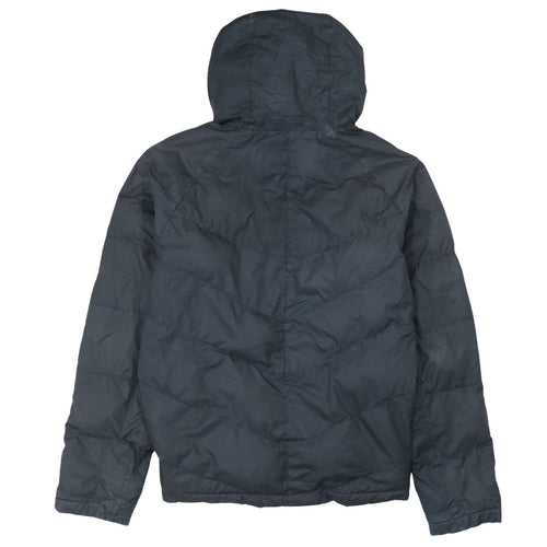 Nike Boys Black Hooded Puffer Jacket XL 158cm Full Zip Lightweight Winter Coat