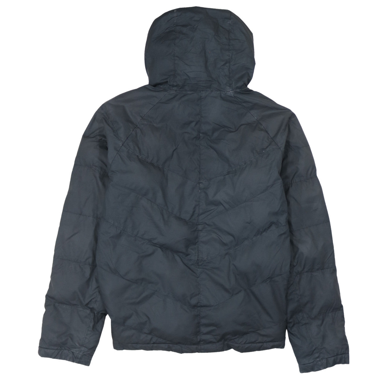 Nike Boys Black Hooded Puffer Jacket XL 158cm Full Zip Lightweight Winter Coat