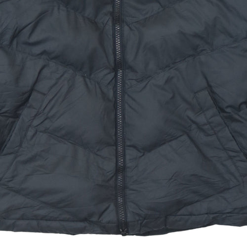 Nike Boys Black Hooded Puffer Jacket XL 158cm Full Zip Lightweight Winter Coat