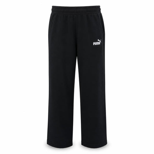 Front view of Puma Men's Black Fleece Sweatpants M Regular Fit Activewear Trousers