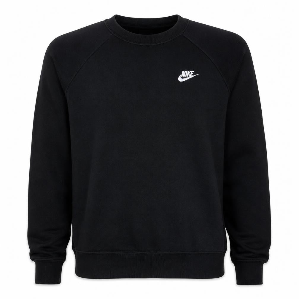 Front view of Nike Men's Black Small Pullover Crew Neck Fleece Sweatshirt