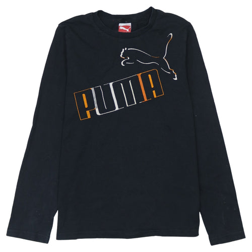 Puma Boys Black Long Sleeve Logo T-Shirt Size 14 Years Cotton