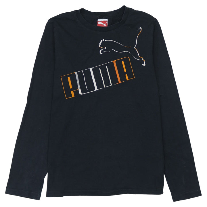 Puma Boys Black Long Sleeve Logo T-Shirt Size 14 Years Cotton