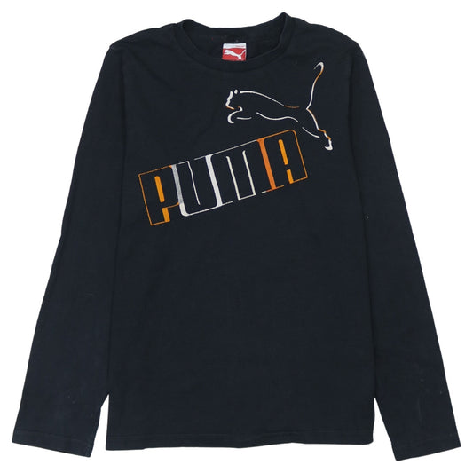 Puma Boys Black Long Sleeve Logo T-Shirt Size 14 Years Cotton