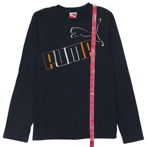 Puma Boys Black Long Sleeve Logo T-Shirt Size 14 Years Cotton