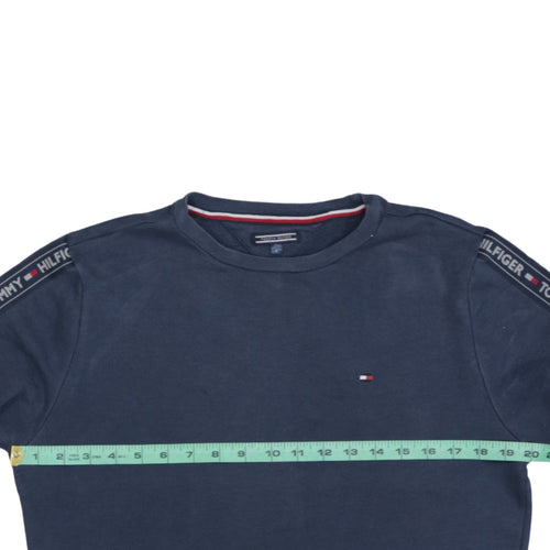 Tommy Hilfiger Men's Blue Logo Tape Crew Neck Sweatshirt Size S