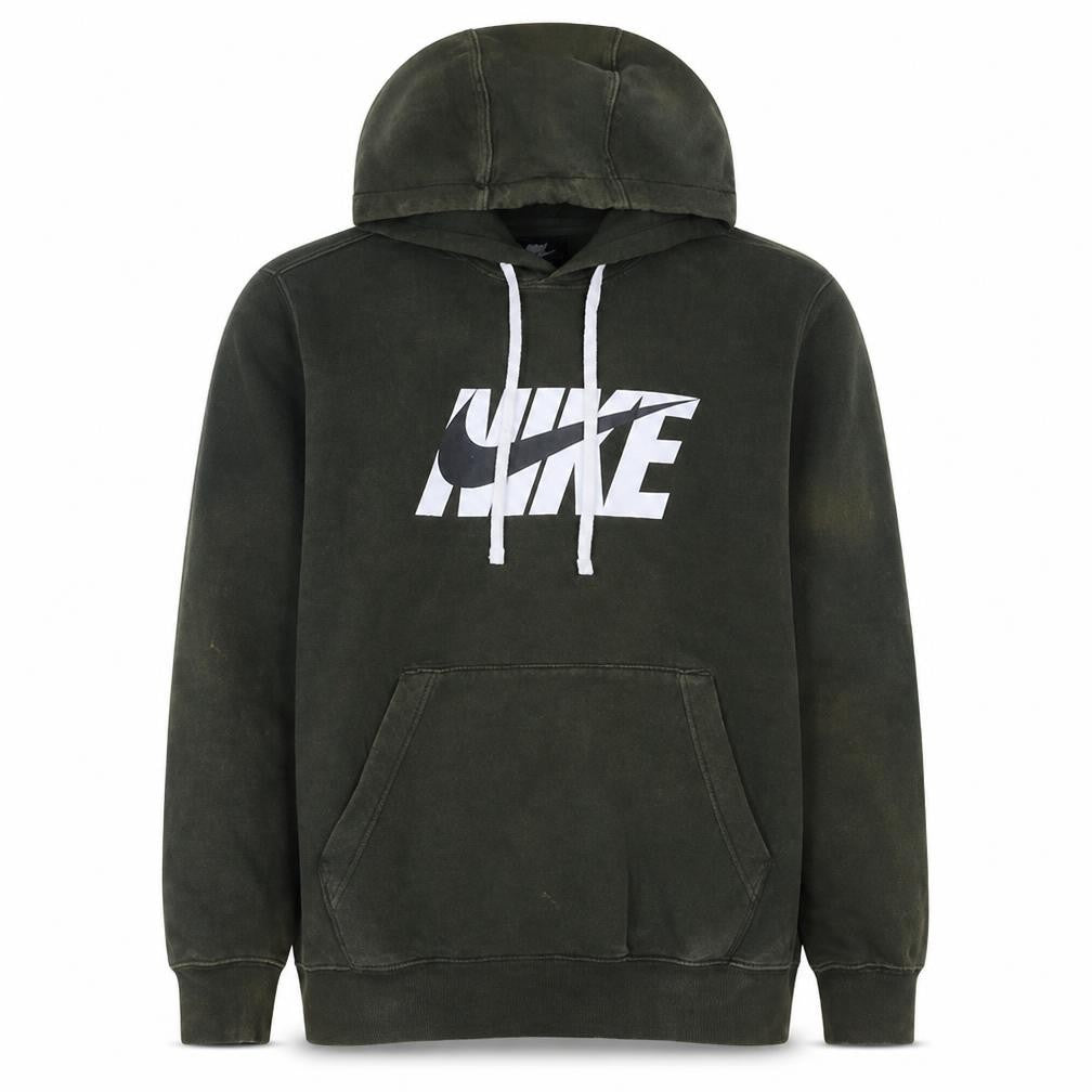 Front view of Nike Men's Green Pullover Graphic Hoodie, size M, Fleece Sweater