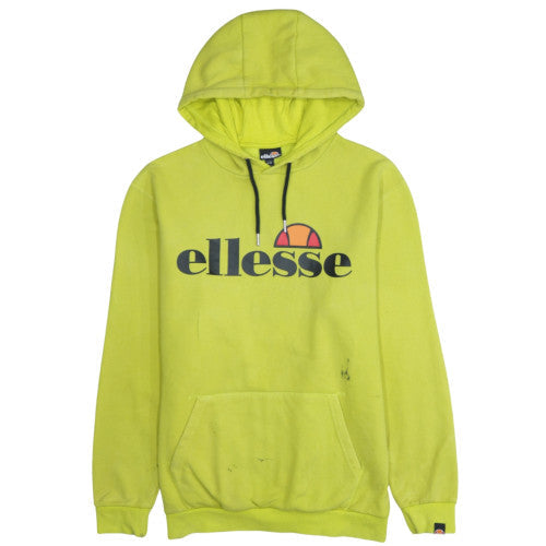 Ellesse Mens Yellow Pullover Hoodie M Logo Sports Sweatshirt