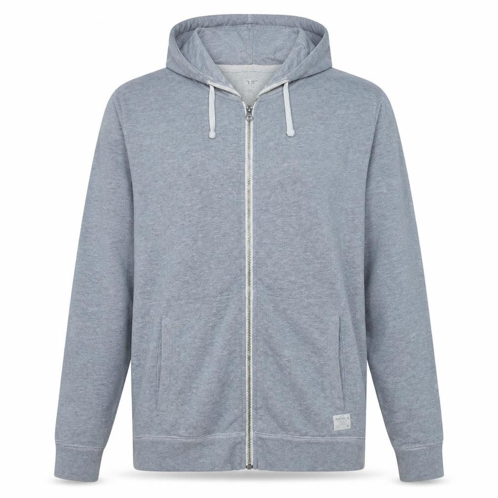 Front view of Lee Men's Grey Full Zip Hoodie 2XL Regular Fit Cotton Blend