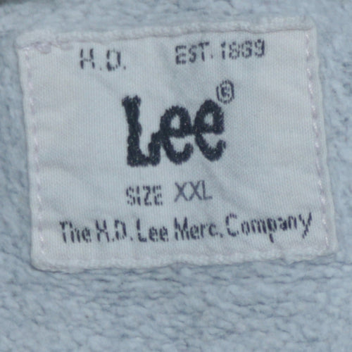 Lee Men's Grey Full Zip Hoodie 2XL Regular Fit Cotton Blend