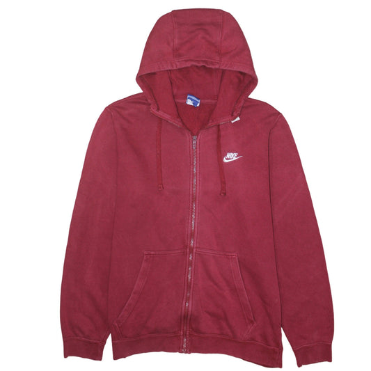 Nike Men's Red Full Zip Hoodie L Cotton Fleece Sweatshirt