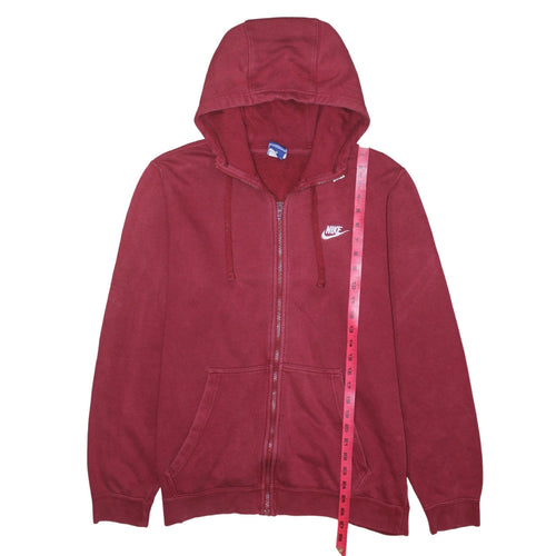 Nike Men's Red Full Zip Hoodie L Cotton Fleece Sweatshirt