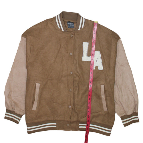 Primark Women Brown S Varsity Letterman Jacket LA Logo Lightweight