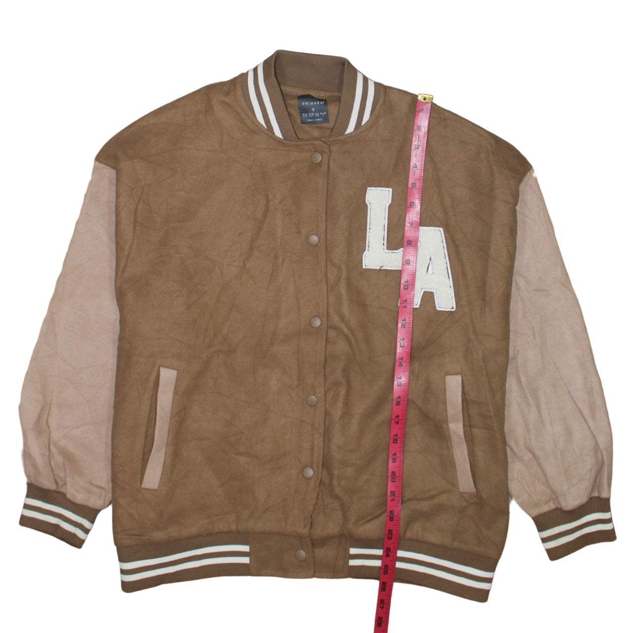 Primark Women Brown S Varsity Letterman Jacket LA Logo Lightweight