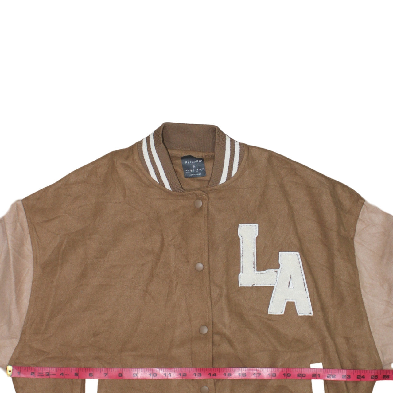 Primark Women Brown S Varsity Letterman Jacket LA Logo Lightweight