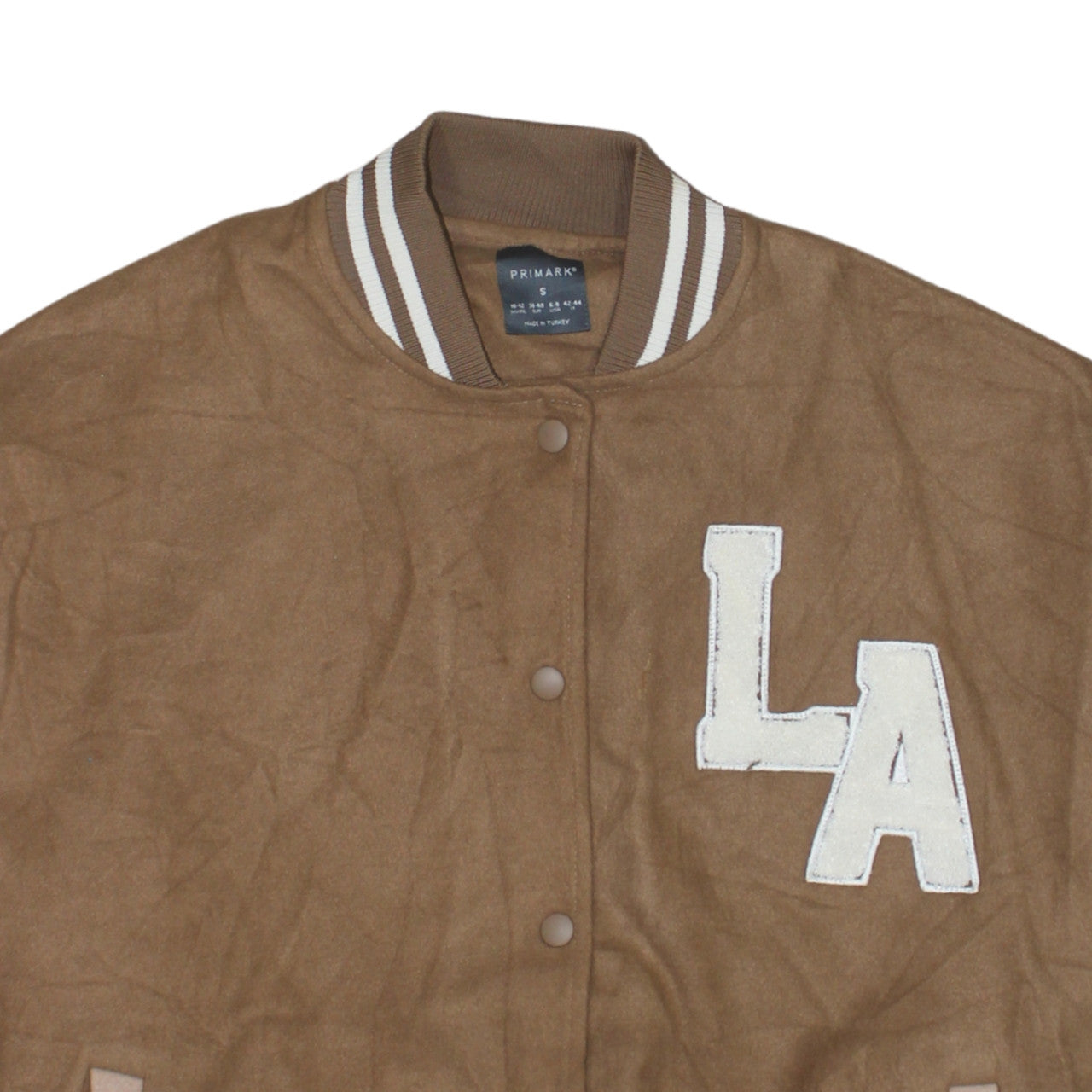 Primark Women Brown S Varsity Letterman Jacket LA Logo Lightweight