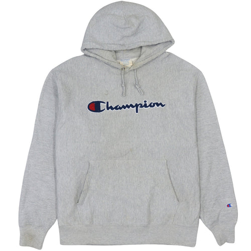 Champion Men's Grey Reverse Weave Pullover Hoodie XL Embroidered Logo