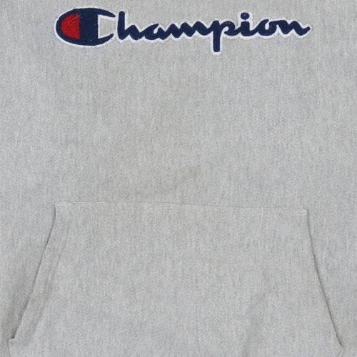 Champion Men's Grey Reverse Weave Pullover Hoodie XL Embroidered Logo
