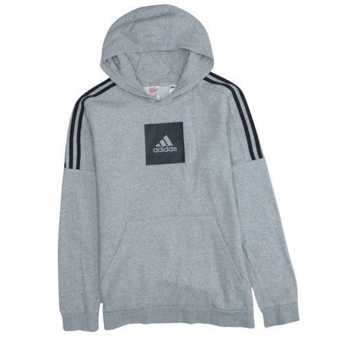 Adidas Boys Grey Pullover Hoodie 15-16 Years Fleece Logo Sportswear