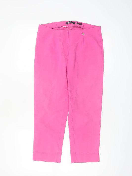 Robell Women’s Pink Cropped Trousers Size 12 Marie 07 Stretch Comfort Fit