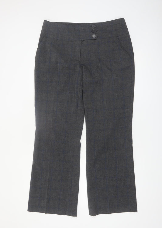 Next Women’s Grey Check Tall Dress Pants Size 14L Polyester Blend