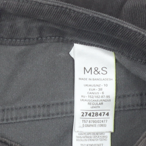 Marks and Spencer Women’s Grey Corduroy Chino Trousers Size 10 Regular