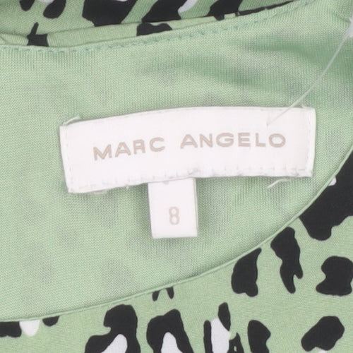 Marc Angelo Womens Green Leopard Print Midi A-Line Dress Size 8