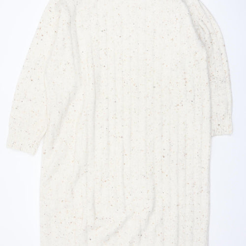 MNG Women Ivory Knit Jumper Dress S Roll Neck Winter Style
