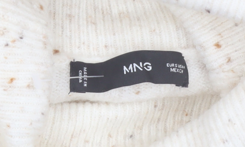 MNG Women Ivory Knit Jumper Dress S Roll Neck Winter Style