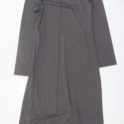 Primark Women Grey Midi Shift Dress Long Sleeve M