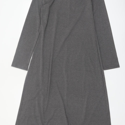 Primark Women Grey Midi Shift Dress Long Sleeve M