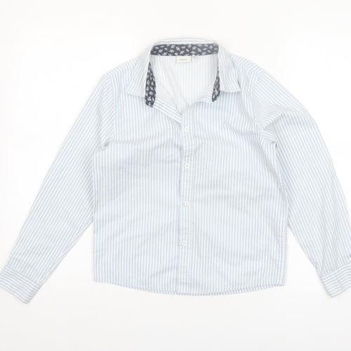 Name It Girls Blue Striped Cotton Long Sleeve Button-Up Shirt 9-10 Years