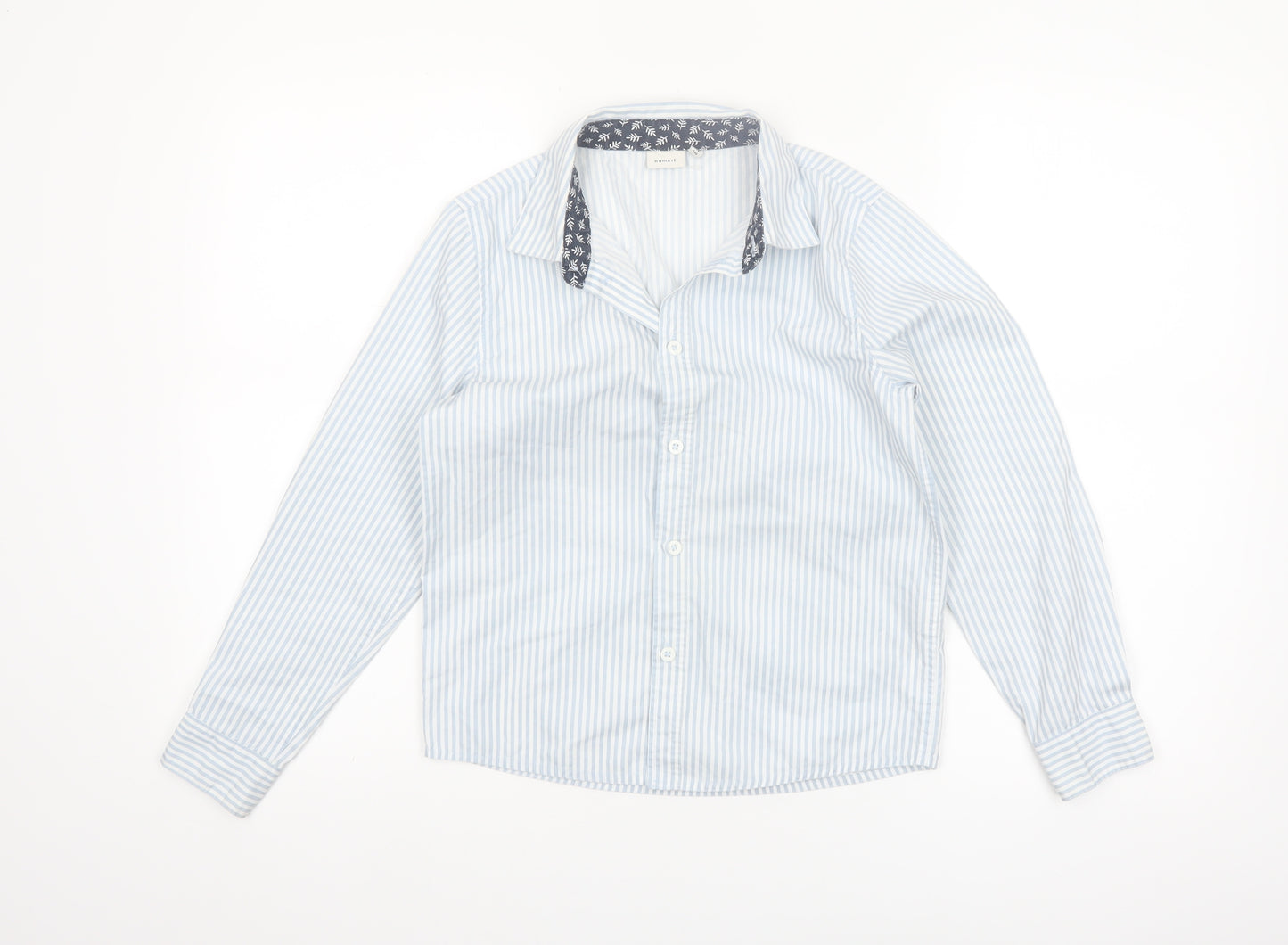 Name It Girls Blue Striped Cotton Long Sleeve Button-Up Shirt 9-10 Years