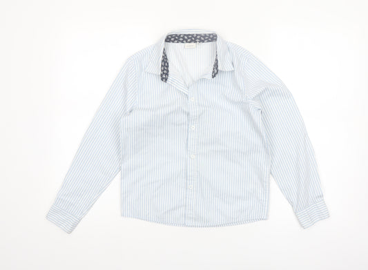 Name It Girls Blue Striped Cotton Long Sleeve Button-Up Shirt 9-10 Years