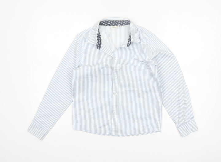 Name It Girls Blue Striped Cotton Long Sleeve Button-Up Shirt 9-10 Years