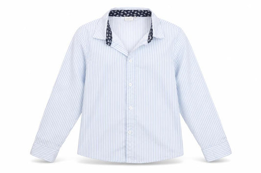 Name It Girls Blue Striped Cotton Long Sleeve Button-Up Shirt 9-10 Years