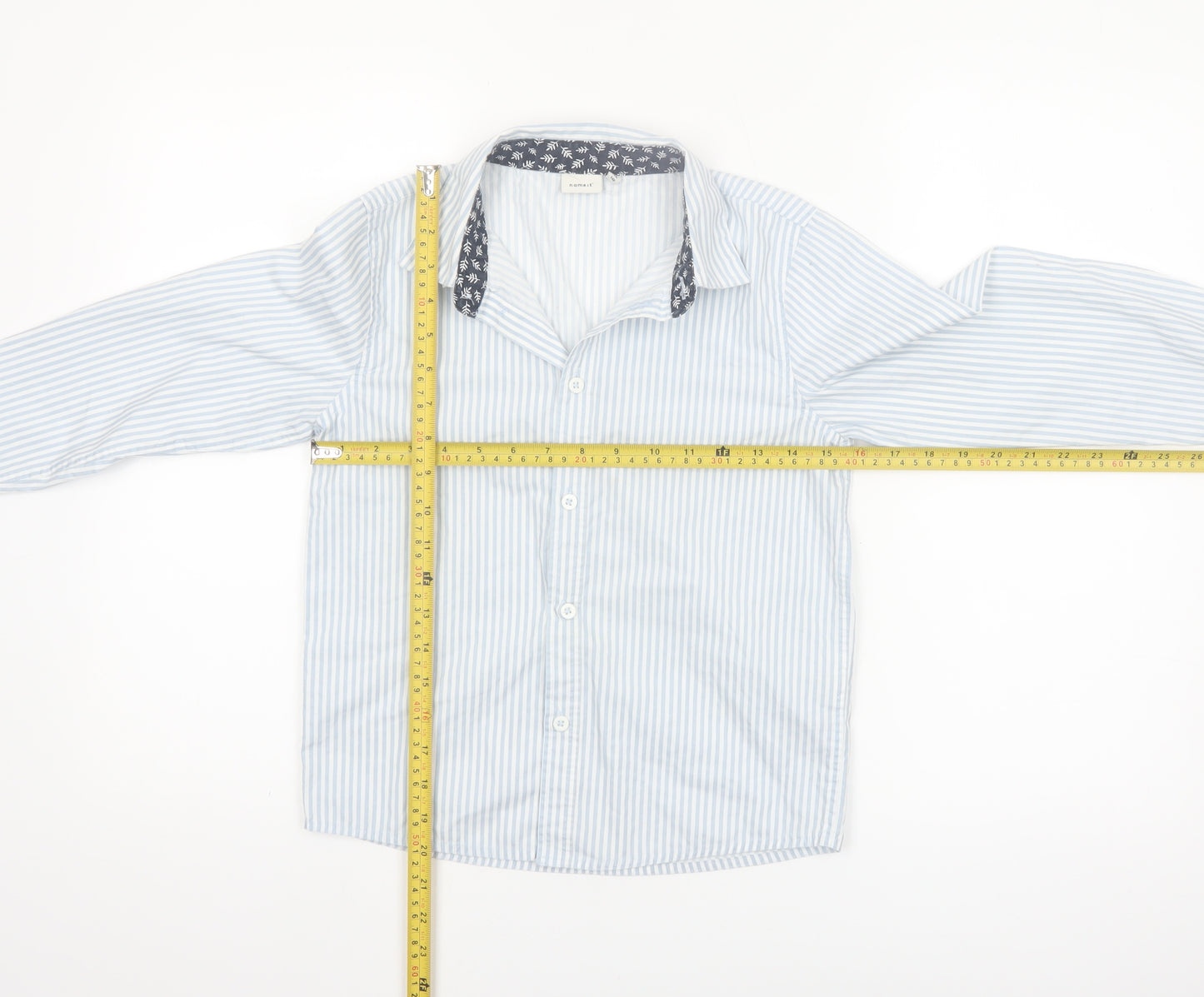 Name It Girls Blue Striped Cotton Long Sleeve Button-Up Shirt 9-10 Years