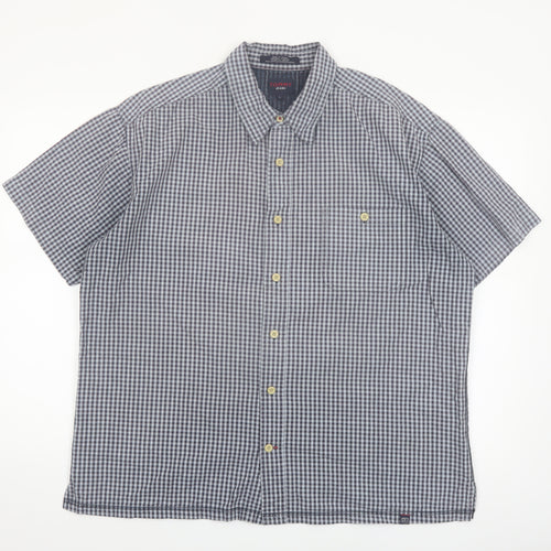 Tommy Jeans Men's Blue Check Short Sleeve Cotton Button-Up Shirt L