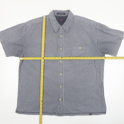 Tommy Jeans Men's Blue Check Short Sleeve Cotton Button-Up Shirt L