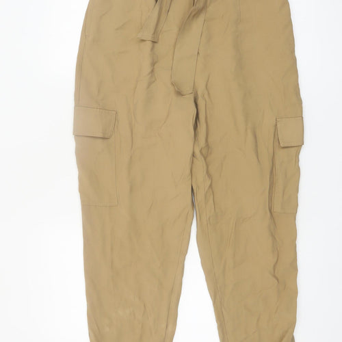 Dunnes Stores Women's Beige High Waist Cargo Trousers Size 12