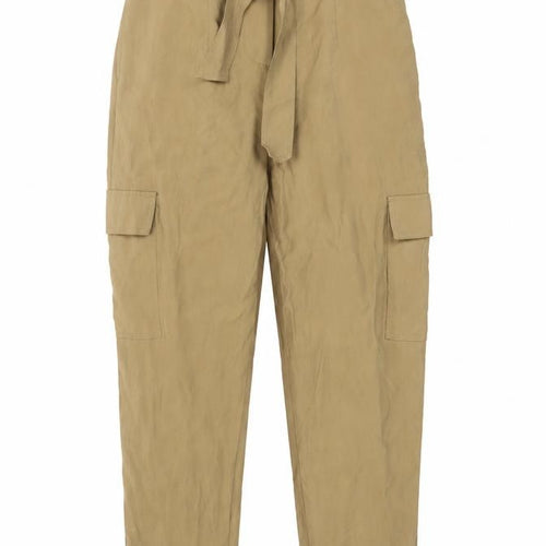 Dunnes Stores Women's Beige High Waist Cargo Trousers Size 12